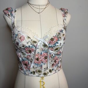 Victoria's Secret Floral Lace Bralette - Cream, Pink, and Blue